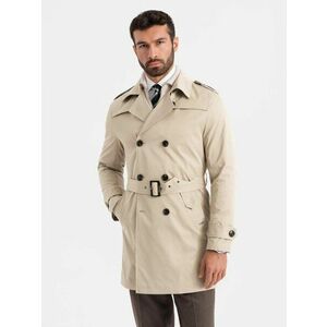 Ombre Clothing Modern bézs színű férfi trench kabát V1 COSC-0126 kép