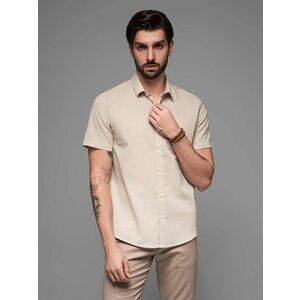 Ombre Clothing Férfi bézs színű rövid ujjú ing V4 SHSS-0167 kép