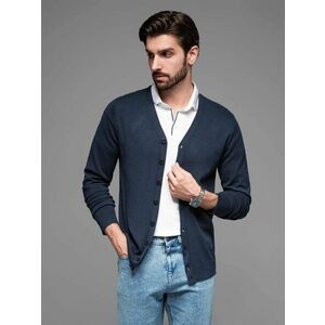 Ombre Clothing Férfi sötétkék gombos kardigán V1 SWCD-0126 kép
