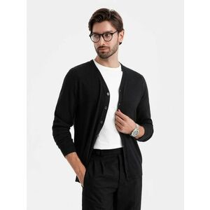 Ombre Clothing Férfi fekete gombos kardigán V2 SWCD-0126 kép