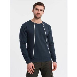 Ombre Clothing Időtlen sötétkék pulóver dekoratív cipzárral V3 SSNZ-0187 kép