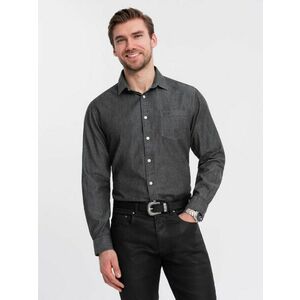 Ombre Clothing Divatos fekete férfi ing V2 SHDS-0181 kép