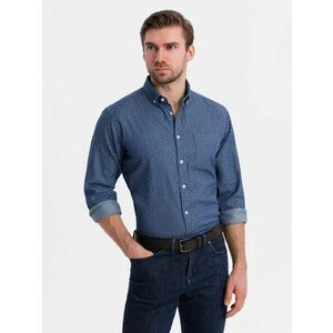 Ombre Clothing Sötétkék férfi ing finom mintával V2 SHDS-0179 kép