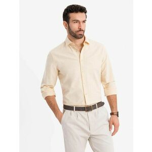 Ombre Clothing Trendi férfi pasztell sárga hosszú ujjú ing V3 SHOS-0183 kép