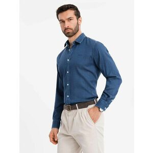 Ombre Clothing Trendi sötétkék farmer ing logóval V1 SHDS-0180 kép