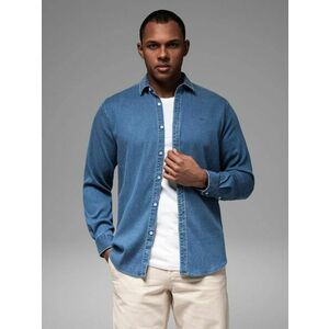 Ombre Clothing Trendi kék farmer ing logóval V2 SHDS-0180 kép