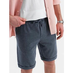 Ombre Clothing Stílusos sötétkék strukturált rövidnadrág V1 SRCS-0177 kép