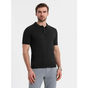 Ombre Clothing Férfi fekete SLIM FIT csíkos pólóing V1 POSS-0143 kép