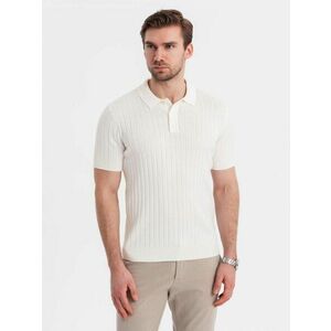 Ombre Clothing Férfi fehér SLIM FIT csíkos pólóing V3 POSS-0143 kép