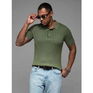 Ombre Clothing Férfi olíva SLIM FIT csíkos pólóing V4 POSS-0143 kép