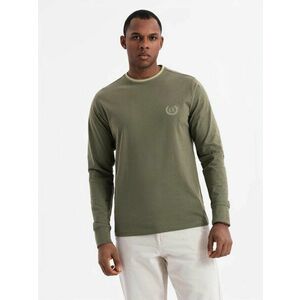 Ombre Clothing Modern olajzöld hosszú ujjú póló V1 logóval LSCL-0128 kép