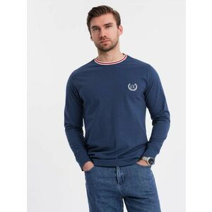 Ombre Clothing Modern sötétkék hosszú ujjú póló V3 logóval LSCL-0128 kép