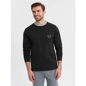 Ombre Clothing Modern fekete hosszú ujjú póló V4 logóval LSCL-0128 kép