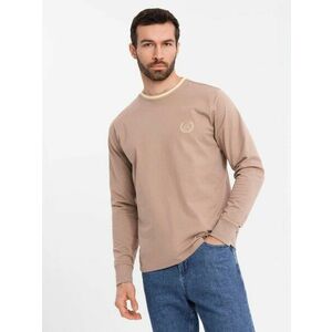 Ombre Clothing Modern barna hosszú ujjú póló V6 logóval LSCL-0128 kép