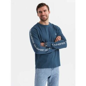Ombre Clothing Szemet gyönyörködtető sötétkék hosszú ujjú póló V1 LSCL-0127 kép