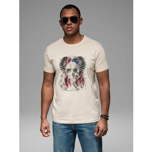 Ombre Clothing Érdekes krémszínű póló nyomtatással V1 TSPT-0199 kép