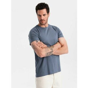 Ombre Clothing Sötétkék pamut póló V18 TSBS-0146 kép