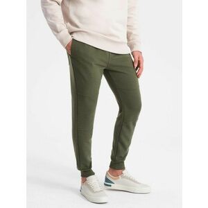 Ombre Clothing Bordázott férfi alkalmi melegítőnadrág olívazöld v3 om-pask-0129 kép