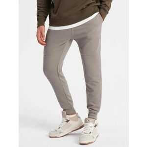 Ombre Clothing Bordázott férfi alkalmi melegítőnadrág szürke v4 om-pask-0129 kép