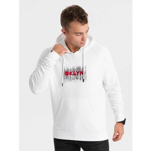 Ombre Clothing Időtlen fehér kapucnis pulóver V1 SSPS-0150 kép