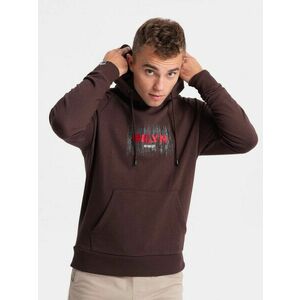 Ombre Clothing Időtlen sötétbarna kapucnis pulóver V2 SSPS-0150 kép
