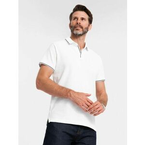 Ombre Clothing Férfi pólóing gombok nélkül, fehér V1 om-poss-0110 kép