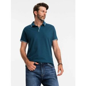 Ombre Clothing Férfi póló ing gombok nélkül, kék V3 om-poss-0110 kép