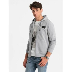 Ombre Clothing Modern szürke cipzáras pulóver V1 SSZP-0140 kép