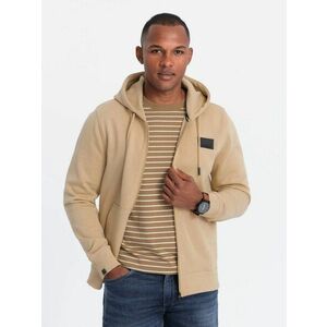 Ombre Clothing Modern bézs színű cipzáras pulóver V2 SSZP-0140 kép