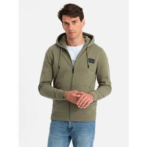 Ombre Clothing Modern olívazöld cipzáras pulóver V4 SSZP-0140 kép