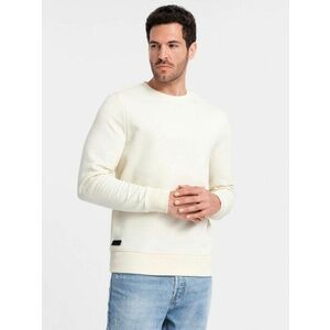 Ombre Clothing Basic pamut férfi pulóver krém V5 om-ssbn-0159 kép