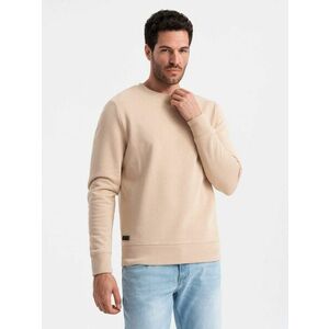 Ombre Clothing Basic pamut férfi pulóver bézs színben V6 om-ssbn-0159 kép