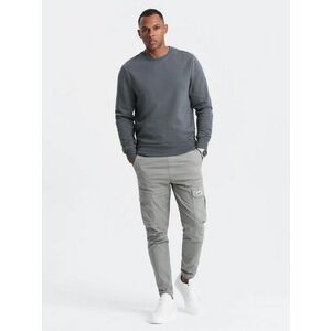 Ombre Clothing Basic pamut férfi pulóver grafitszürke színben V11 om-ssbn-0159 kép