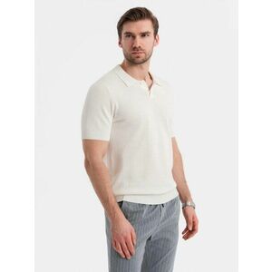 Ombre Clothing Férfi fehér kötött póló V4 POSS-0117 POSS-0117 kép