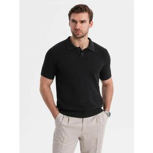 Ombre Clothing Férfi fekete kötött póló póló V5 POSS-0117 kép