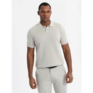 Ombre Clothing Férfi bézs színű kötött póló V6 POSS-0117 kép