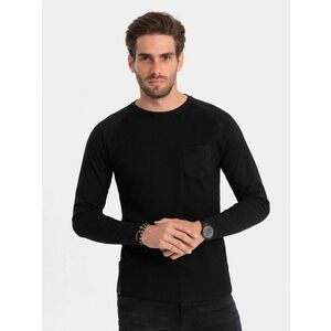 Ombre Clothing Fekete hosszú ujjú ing zsebbel om-lscl-0109 kép