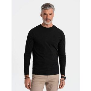 Ombre Clothing Egyszerű pamut hosszú ujjú póló fekete színben v1 om-lsbl-0106 kép