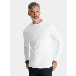 Ombre Clothing Egyszerű pamut hosszú ujjú póló fehér v4 om-lsbl-0106 kép