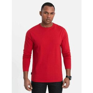 Ombre Clothing Egyszerű pamut hosszú ujjú póló piros v5 om-lsbl-0106 kép