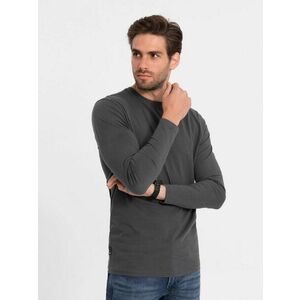 Ombre Clothing Egyszerű pamut hosszú ujjú póló grafit v6 om-lsbl-0106 kép
