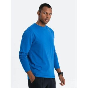 Ombre Clothing Egyszerű pamut hosszú ujjú póló kék színben v9 om-lsbl-0106 kép