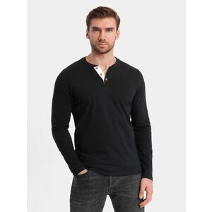 Ombre Clothing Modern hosszú ujjú póló férfiaknak fekete v4 om-lscl-0107 kép