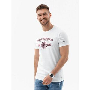 Ombre Clothing Érdekes fehér póló nyomtatással v1 om-tspt-0137 kép