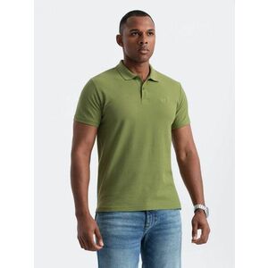 Ombre Clothing Egyszínű pamut pólóing férfiaknak olívazöld v21 om-pobs-0100 kép
