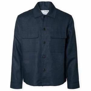 Kabátok Selected Relaxed Overshirt - Wyatt Linen - Outer Space kép