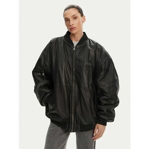 fekete oversize bőrkabát kép