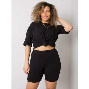 Női pamut plus size rövidnadrág ALESSIA fekete kép