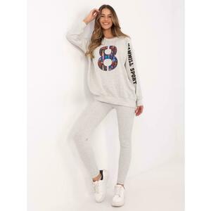 Szürke melange szett csíkos leggingsszel kép