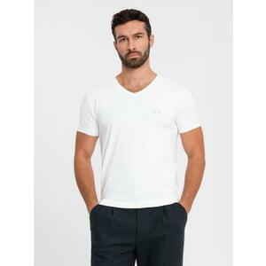 Férfi kerek nyakú SLIM FIT póló logóval - fehér V1 OM-TSCT-0220 OM-TSCT-0220 kép